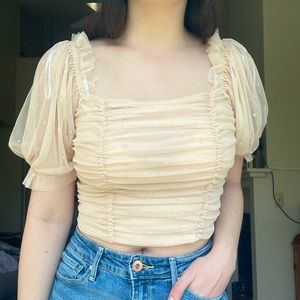 H&M Cropped Shirt with Balloon Sleeves 🌸